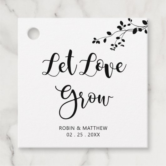 Laat liefde groeien, elegant modern rustiek bedankjes labels (Voorkant)