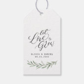 "Laat liefde groeien" kalligrafie rustieke groen g Cadeaulabel (Voorkant)