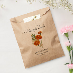 Laat liefde groeien Marigold zaden bruiloft Bedankzakje