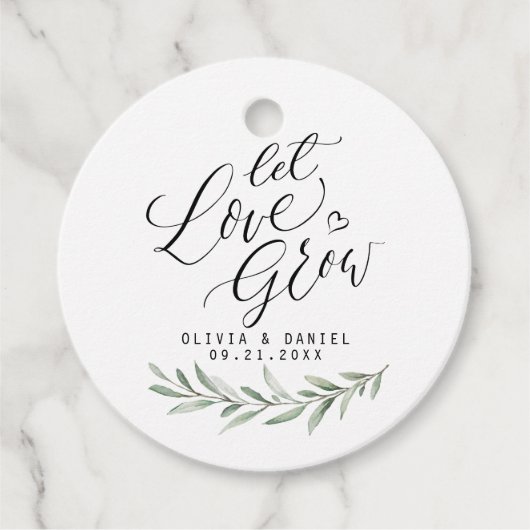 "Laat liefde groeien" moderne kalligrafie rustiek  Bedankjes Labels (Voorkant)