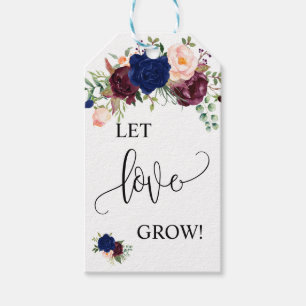Laat liefde groeien plant cadeau marine huwelijksg cadeaulabel