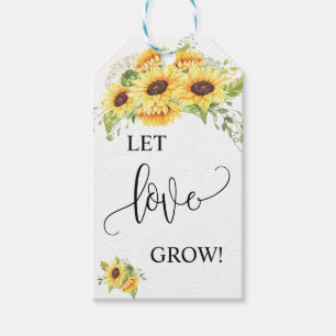 Laat liefde groeien plant cadeau zonnebloemen brui cadeaulabel