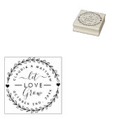 Laat liefde groeien rond krans Elegante trouwdatum Rubberstempel (Gestempeld)