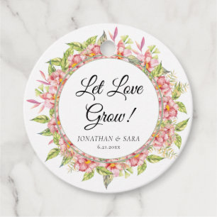 Laat Liefde Groeien Roze Bloem en Salie Bruiloft Bedankjes Labels
