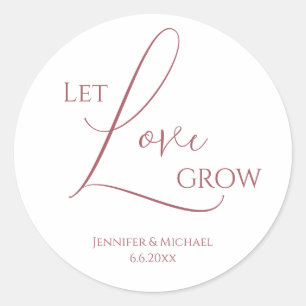 laat liefde groeien roze minimalistische stijlvoll ronde sticker
