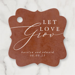 Laat liefde groeien Terracotta Floral Pampas gras Bedankjes Labels