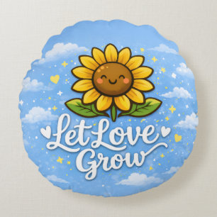 Laat Liefde Groeien - Zonnebloem Rond Kussen