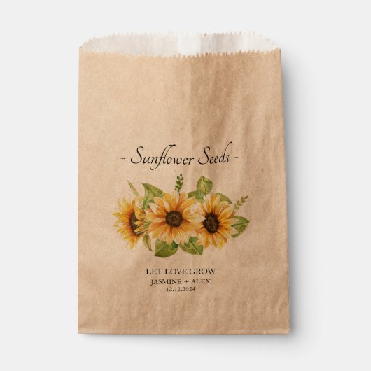 Laat liefde groeien Zonnebloempitten Bruiloft Favo Bedankzakje (Voorkant)
