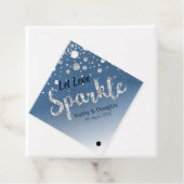 Laat Liefde Sparkle Stars Op Blauwe Waterverf Brui Bedankjes Labels (In situ)