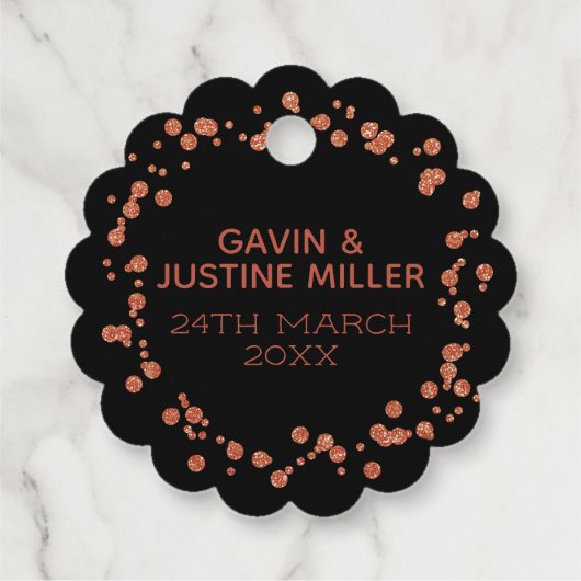 Laat Liefde Sparkle Zwart Roos Goud Confetti Bruil Bedankjes Labels (Achterkant)