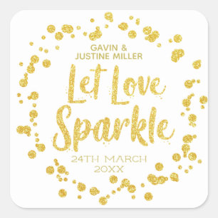 Laat liefde sprankelen gouden Confetti op witte br Vierkante Sticker