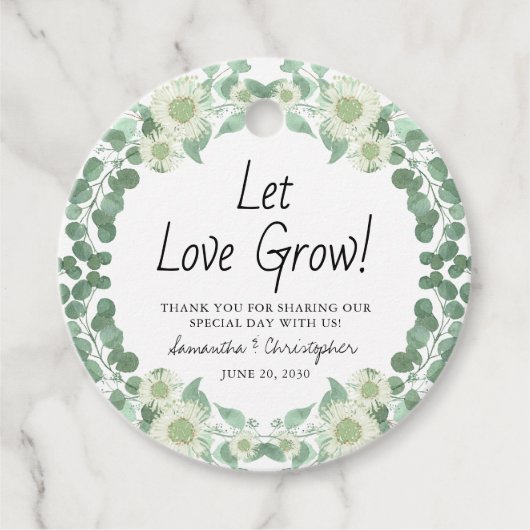 Laat liefdesgroei met eucalyptus vlokken Dank je h Bedankjes Labels (Voorkant)