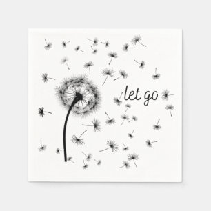 Laat los, dandelionzaad dat in de wind stroomt servet