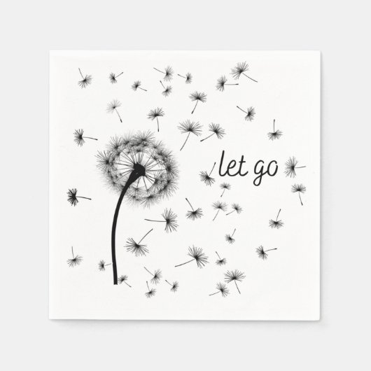 Laat los, dandelionzaad dat in de wind stroomt servet (Voorkant)