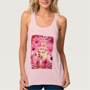 Laat los en laat God Bloemen Roze Rood Tanktop