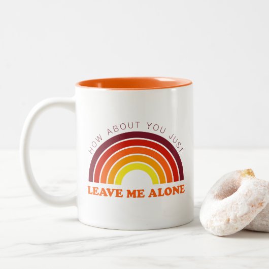 Laat me alleen Funny Rainbow Two-Tone Mok (Met donut)