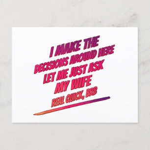 Laat me gewoon vragen mijn vrouw - man grappige Hu Feestdagenkaart