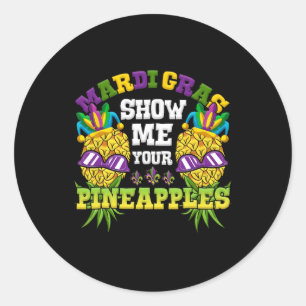 Laat Me Je Ananas Swinger Mardi Gras Ananas Zien Ronde Sticker