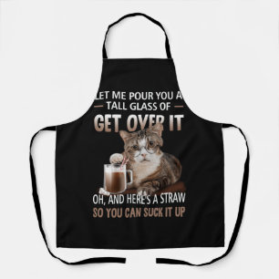 Laat me je een groot glas water geven om er overhe schort