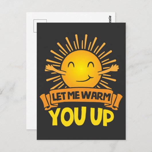 Laat me je opwarmen Cute Sun knuffel Geluk Briefkaart (Voorkant / Achterkant)