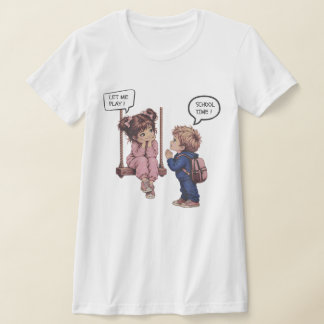 Laat me spelen! Schooltijd — Schattige kinderen te T-shirt