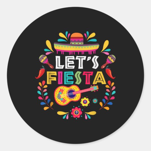 Laat Mexicaanse Fiesta Cinco De Mayo Partij Kleurr Ronde Sticker (Voorkant)