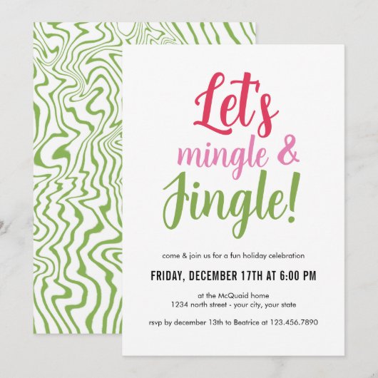 Laat Mingle en Jingle de Uitnodiging van de Kerst  (Voorkant / Achterkant)