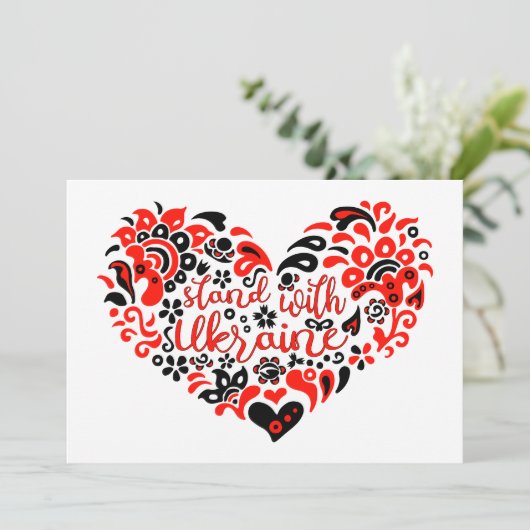 Laat Oekraïne met rust en hart Feestdagenkaart (Staand voorkant)