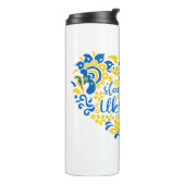 Laat Oekraïne met rust en hart Thermosbeker (Gedraaid links)