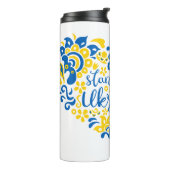 Laat Oekraïne met rust en hart Thermosbeker (Gedraaid links)