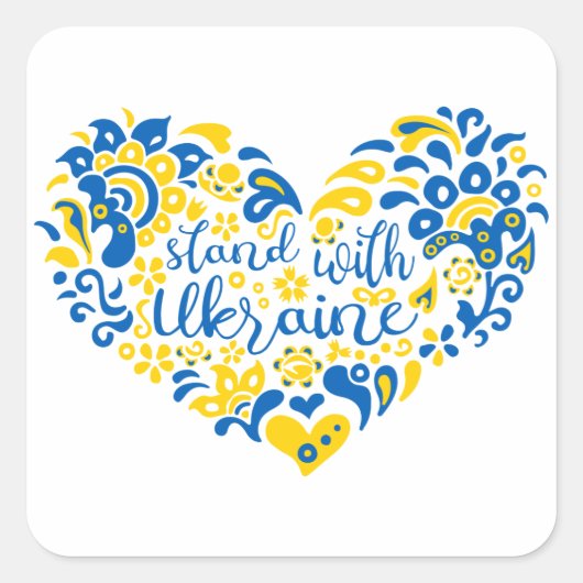 Laat Oekraïne met rust en hart Vierkante Sticker (Voorkant)