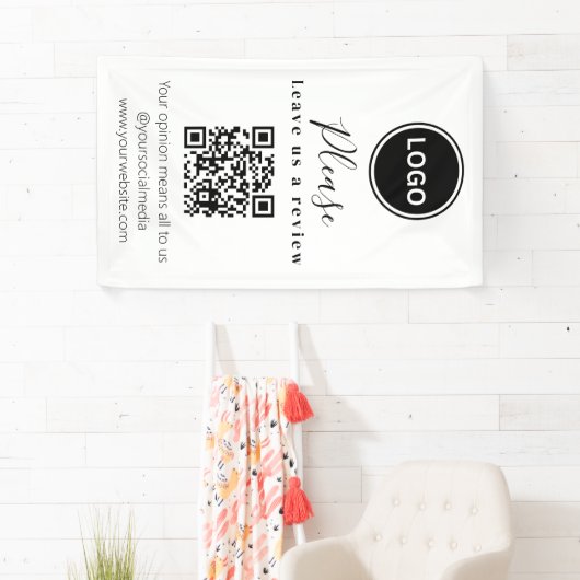 Laat ons een review achter | QR-code Modern Visite Spandoek (Insitu)