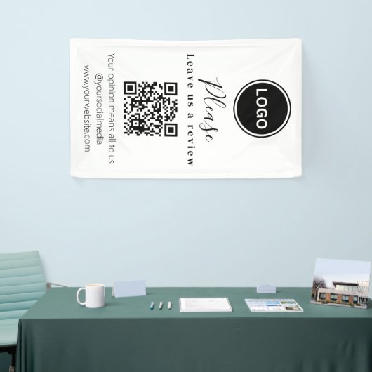 Laat ons een review achter | QR-code Modern Visite Spandoek (Beurs)