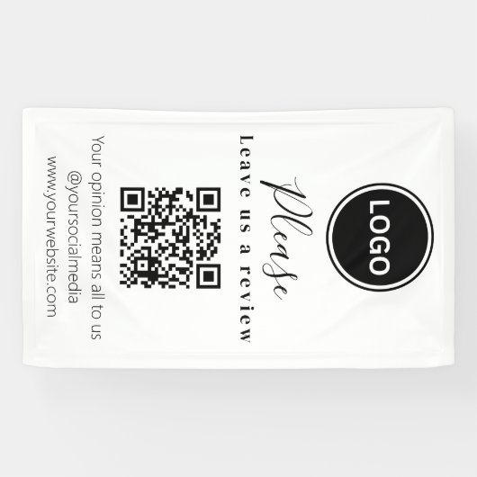 Laat ons een review achter | QR-code Modern Visite Spandoek (Horizontaal)