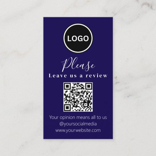 Laat ons een review achter | QR-code Modern Visite Visitekaartje (Voorkant)