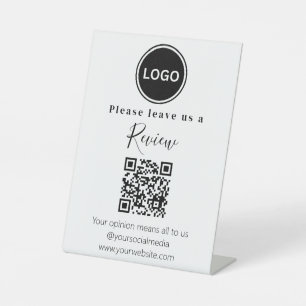 Laat ons een Review QR-code achter Reclamebord Met Voetstuk