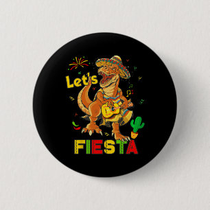 Laat ons feest Cinco De Mayo Dinosaur Mexicaans Fe Ronde Button 5,7 Cm