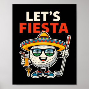 Laat Ons Feest Cinco De Mayo Golfbal Sombrero Golf Poster