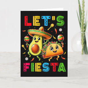Laat ons feestvieren Taco Avocado Grappig Cinco De Kaart