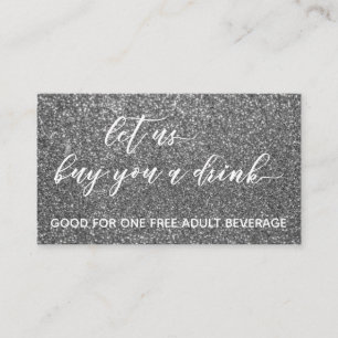 Laat ons u een Drink, Silver Glitter Vouchers kope Kortingskaartje