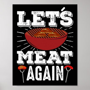 Laat opnieuw roker grill barbecue Vlees eten Poster