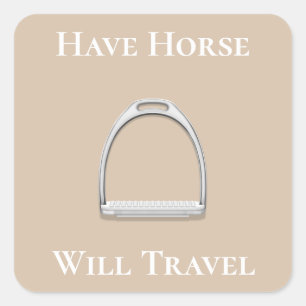 "Laat paarden reizen" Stirrup Iron Beige Vierkante Sticker