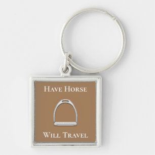 "Laat paarden reizen" Stirrup Iron Brown Sleutelhanger