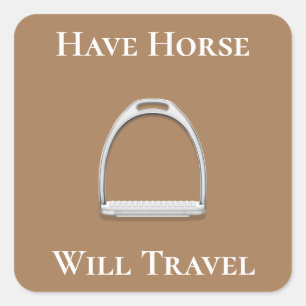 "Laat paarden reizen" Stirrup Iron Brown Vierkante Sticker
