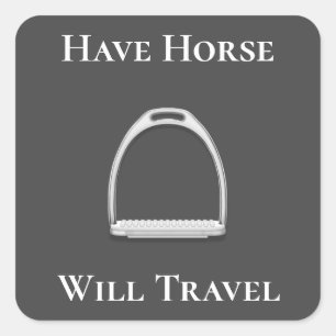 "Laat paarden reizen" Stirrup Iron Dark Grey Vierkante Sticker