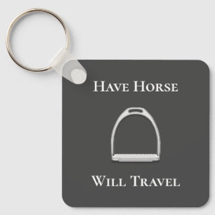 "Laat paarden reizen" Stirrup Iron Grey Sleutelhanger