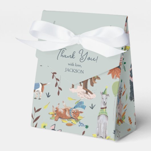 Laat Pawty Blue Dog Puppy Verjaardagsfeestje Dank Bedankdoosjes (Voorkant Zijde)