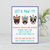 Laat Pawty French Bulldog Party Petten Kaart (Staand voorkant)