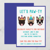 Laat Pawty French Bulldog Party Petten Kaart (Voorkant / Achterkant)