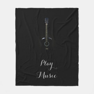 Laat Play Guitar Music  Fleece Blanket